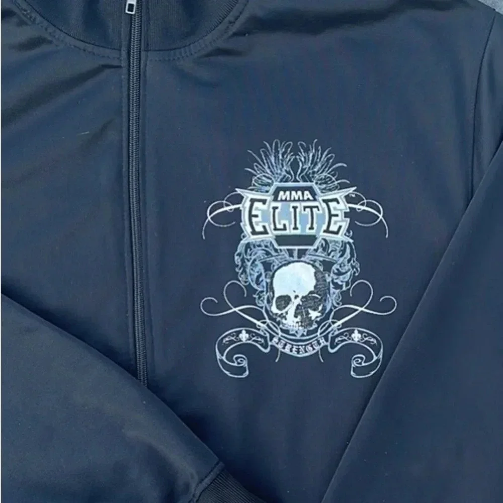 MMA Elite Gothic Skull and Grim Reapers Black Zip Up Lightweight Jacket Men’s
